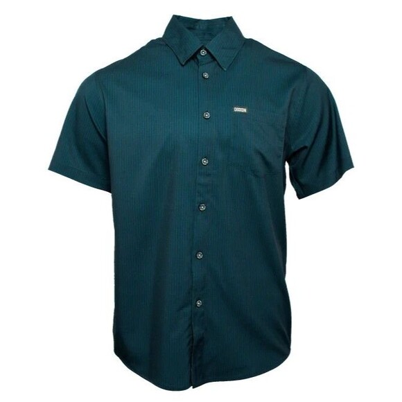 Dixxon Flannel Benny Triple Stripe Pine Dk Green Sz Large Bamboo SS Party Shirt - Picture 1 of 2